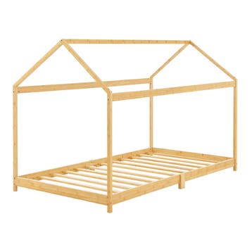 [en.casa] Kinderbed Vindafjord huisbed bamboe houtkleurig 90, Kinderen en Baby's, Verzenden, Nieuw