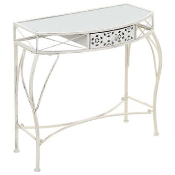 vidaXL Bijzettafel Franse stijl 82x39x76 cm metaal wit, Huis en Inrichting, Tafels | Bijzettafels, Verzenden, Nieuw, 60 cm of meer