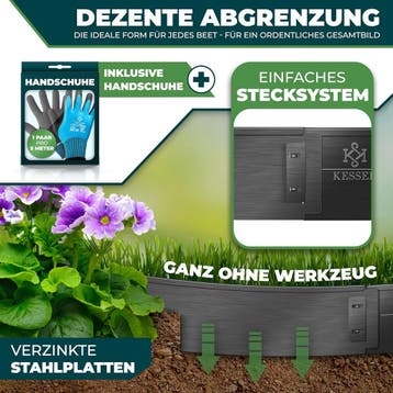 Gazonrand - Tuinrand - 5 stuks - 100x18 cm - Zwart - KESSER®, Verzenden, Zo goed als nieuw