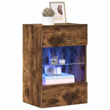 vidaXL Wandkasten met LED-verlichting voor tv 2st gerookt, Minder dan 50 cm, Verzenden, Nieuw, Minder dan 100 cm