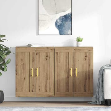 vidaXL Wandkast 2 st Artisan Eiken 69,5 x 34 x 90 cm Bewerkt, Minder dan 50 cm, Verzenden, Nieuw, Minder dan 100 cm