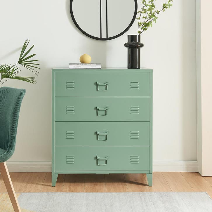 Ladekast Hämeenlinna commode met lades 92x80x40 cm groen mat, Huis en Inrichting, Kasten | Dressoirs, Verzenden