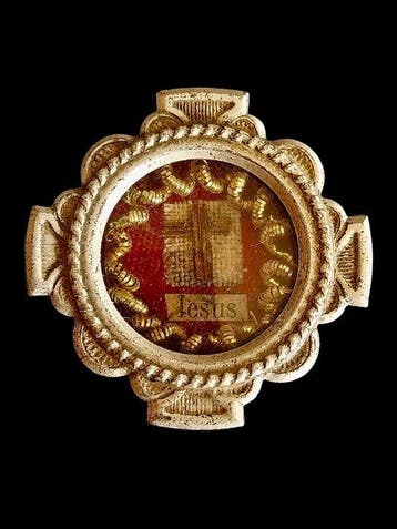 Reliekhouder - Verzilverd, Glas, Hout, Papier - 1850-1900 -