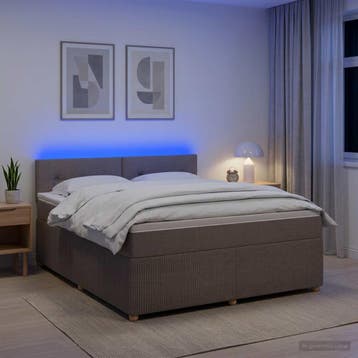 vidaXL Boxspringbed met matras met hoofdeinde Taupe 160 x, Verzenden, Nieuw, Tweepersoons