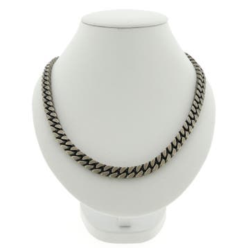 Zilveren robuuste gourmetschakel ketting, Ophalen of Verzenden, Gebruikt, Zilver, Zilver