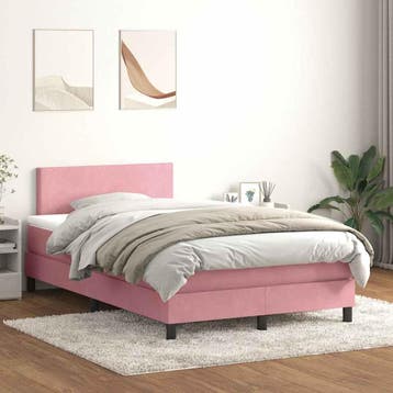 vidaXL Boxspring met matras en LED fluweel roze 120x220 cm, Verzenden, Nieuw, Stof