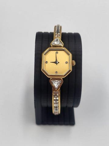 The Franklin Mint – Montre-bijou manchette dorée – Swiss