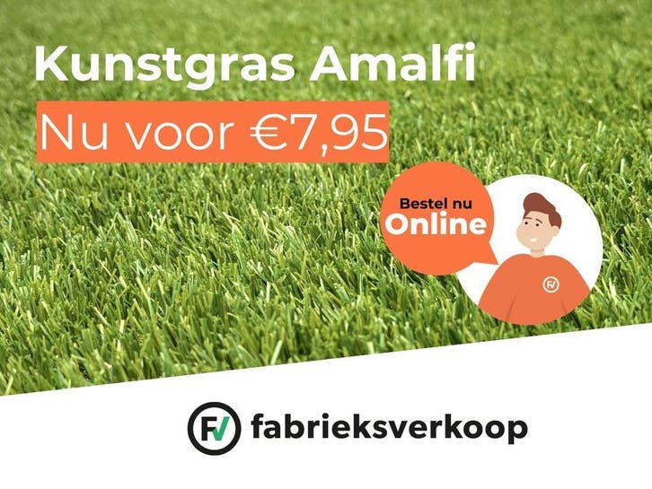 Kunstgras Amalfi | €7,95 p/m² | 7 jaar garantie, Tuin en Terras, Gras en Kunstgras, 20 m² of meer, Kunstgras, Nieuw, Ophalen