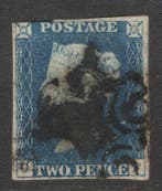Groot-Brittannië 1840 - Victoria : 2 pers Bleu - Yvert n.2, Gestempeld