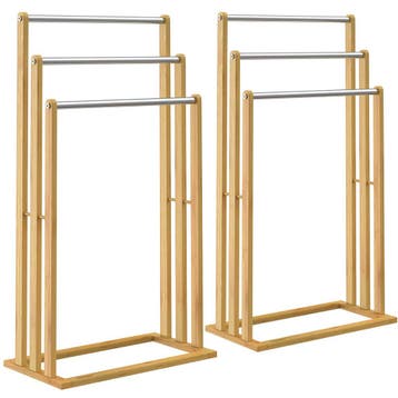 Handoekkenrek 2 stuks Bamboe RVS (Voor in Huis), Verzenden, Nieuw