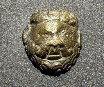 Oud-Romeins Brons Masker van de wijngod Dionysos (Bacchus), Antiek en Kunst