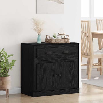vidaXL Highboard Zwart Eiken 70 x 35,5 x 67,5 cm Bewerkt, Minder dan 50 cm, Verzenden, Nieuw, Minder dan 100 cm