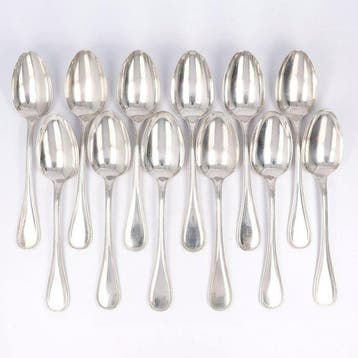 NO RESERVE - Christofle - Dinerlepel - Model Perles - Lepel, Antiek en Kunst, Antiek | Meubels | Tafels