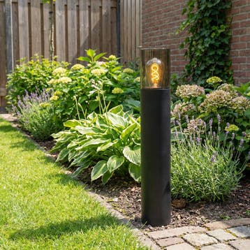 LED Tuinpaal - Staande buitenlamp met Smoked Glas | 50cm, Staande lamp, Nieuw, Ophalen of Verzenden, Netvoeding