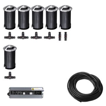6x LED tuinpad spot - 12V - 3 kanten - 41mm - complete set, Ophalen of Verzenden, Nieuw