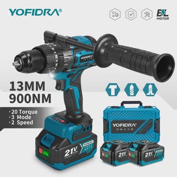 YOFIDRA 21V Brushless Accuboormachine 900Nm 13mm - Krachtige, Verzenden, Nieuw