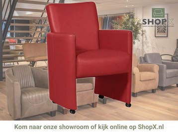 Leren eetkamerstoel Elegant - Toledo Ducati (rood) - Met, Huis en Inrichting, Stoelen, Eigentijds, Modern, Nieuw, Leer, Ophalen of Verzenden