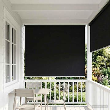 vidaXL Buitenrolgordijn UV-bescherming Zwart 100 x 230 cm (B, Huis en Inrichting, Verzenden, Nieuw, Zwart