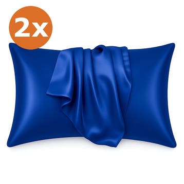 2 STUKS - Satijnen kussensloop Donkerblauw 60 x 70 cm hoofdk, Ophalen of Verzenden, Nieuw