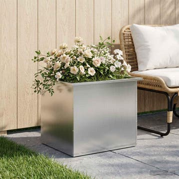 vidaXL Plantenbak met led zilver 50 x 60 x 48 cm, Tuin en Terras, Verzenden, Nieuw, Metaal, 60 tot 100 cm