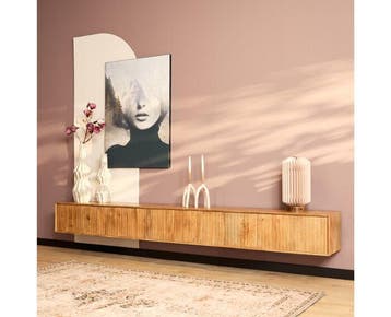 Zwevend tv meubel Madison Naturel | 280 cm, Huis en Inrichting, Kasten | Televisiemeubels, Ophalen of Verzenden, Nieuw