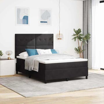 vidaXL Boxspringbed met hoofdeinde Zwart 140 x 190 cm, Verzenden, Nieuw, Zwart, Stof