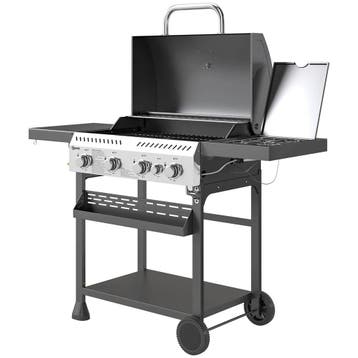 Gasgrill 12 KW 4+1 Brander BBQ Grillwagen Van Roestvrij Staa, Verzenden