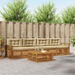 vidaXL Buiten bankenset met kussen 5 pcs Natuurlijk en Beige, Verzenden, Nieuw