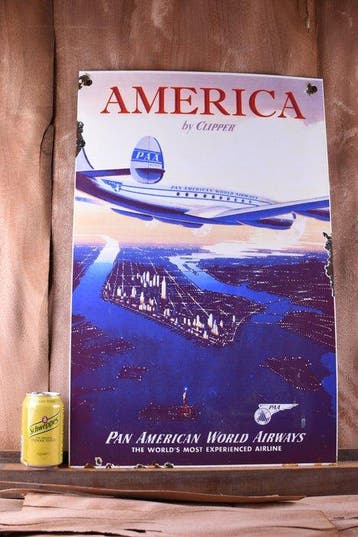 Pan-Am - unrestored - Emaille bord - XXL Clipper-advertentie