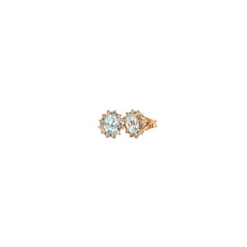 Gouden oorstekers met aquamarijn en diamant 14 karaat* nieuw, Sieraden, Tassen en Uiterlijk, Oorbellen, Verzenden, Zo goed als nieuw