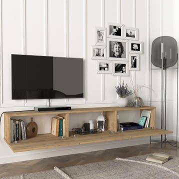 [en.casa] Tv-meubel Vihti zwevend 180x31x29,5 cm eiken, Verzenden, Nieuw