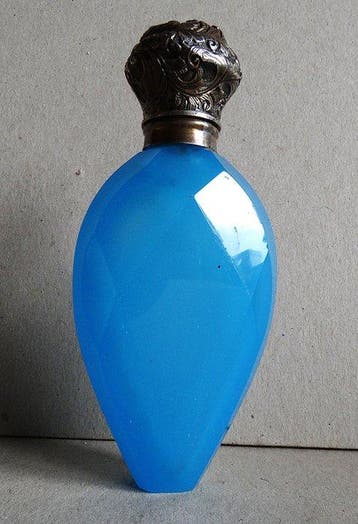 Parfumfles - Kristal - Franse Opaline en Zilver, Antiek en Kunst