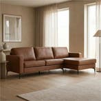 Leren hoekbank Match - 2.5-zits arm links + Longchair arm, 250 tot 300 cm, Bohemian, Industrieel, Modern, Scandinavisch, Hoekbank