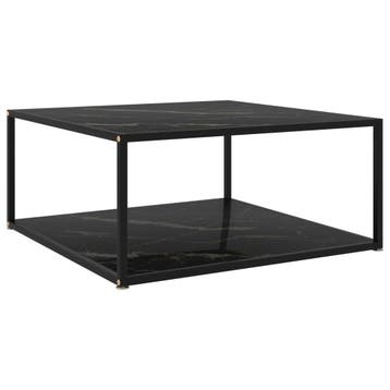 vidaXL Salontafel 80x80x35 cm gehard glas zwart, 50 tot 100 cm, Verzenden, Nieuw, 50 tot 100 cm