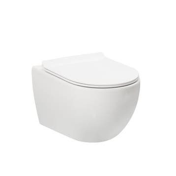 SALE - Ravius 53 - Mat wit - Toiletpot met zitting - Hangend, Ophalen of Verzenden, Nieuw