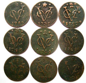 Nederlands-Indië. Koloniaal. VOC Duiten | 1733-1791 (9, Postzegels en Munten, Munten | Nederland