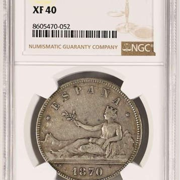 Spanje. Gobierno Provisional. 5 Pesetas 1870*70 SN·M· Calico