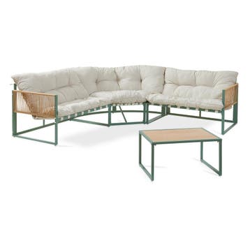 Loungeset Karg tuinset met kussens groen en beige casa.pro, Verzenden, Nieuw