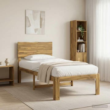 vidaXL Eenpersoonsbed met hoofdbord ROSTOCK Witgewassen 75 x, Eenpersoons, Verzenden, Wit, Nieuw