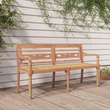 vidaXL Bankje Batavia 150 cm massief teakhout, Verzenden, Nieuw, Hout