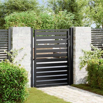 vidaXL Tuinhek afsluitbaar 100x120 cm aluminium zwart, Tuin en Terras, Tuinpoorten, Verzenden, Nieuw