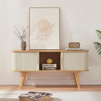 TV meubel Tysvær 120x40x58 cm naturel en cremewit [en.casa], Huis en Inrichting, Kasten | Dressoirs, Verzenden, Nieuw