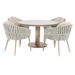 Sarah Eva dining tuinset 120xH75 cm rond keramiek latte, Tuin en Terras, Ophalen of Verzenden, Nieuw