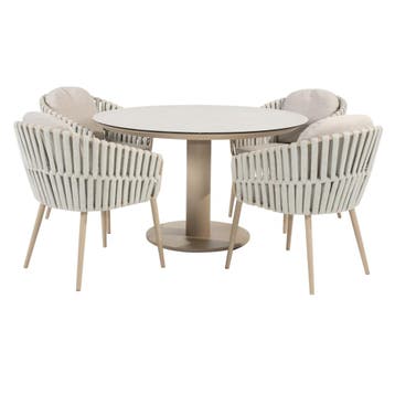 Sarah Eva dining tuinset 120xH75 cm rond keramiek latte, Ophalen of Verzenden, Nieuw