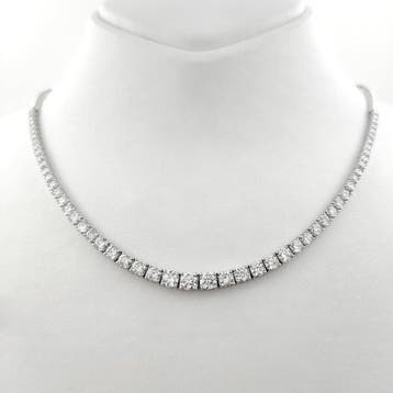 Halsketting - 14 karaat Witgoud - 5.26ct. tw. Diamant, Nieuw
