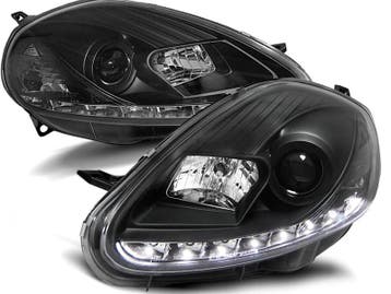 Koplampen Fiat Grande Punto 05-08 DRL look Zwart, Ophalen of Verzenden, Nieuw
