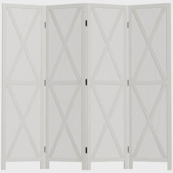 HOMCOM Paravent 4 Panelen Wit Hout Landelijke Stijl Kamerver, Huis en Inrichting, Verzenden, Nieuw