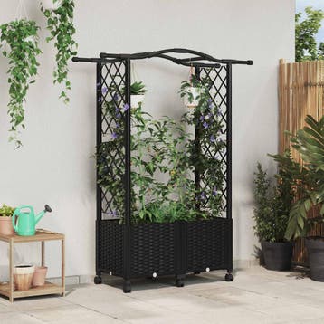 vidaXL Verhoogd Bed met Trellis en Dak Zwart 125 x 40 x 144, Verzenden, Nieuw, Minder dan 60 cm, 60 cm of meer