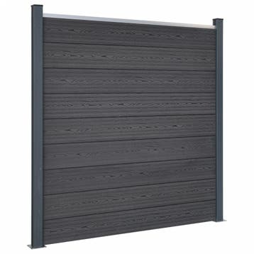 vidaXL Schuttingpaneelset 180x186 cm HKC grijs, Verzenden, Nieuw, Kunststof, 1 tot 2 meter