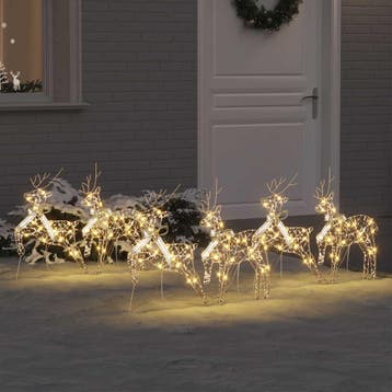 vidaXL LED Rendieren 6 st 180 LEDs Goud 44 x 18 x 65,5 cm, Verzenden, Nieuw